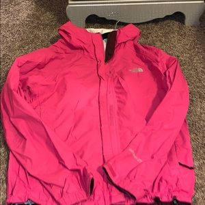 Pink north face rain jacket